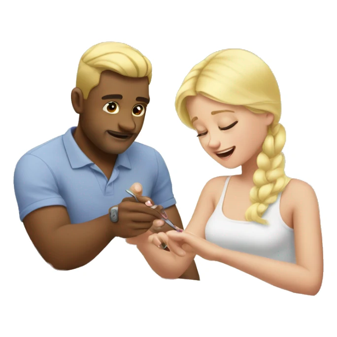 blonde babydaughter gives blonde dad a manicure sticker