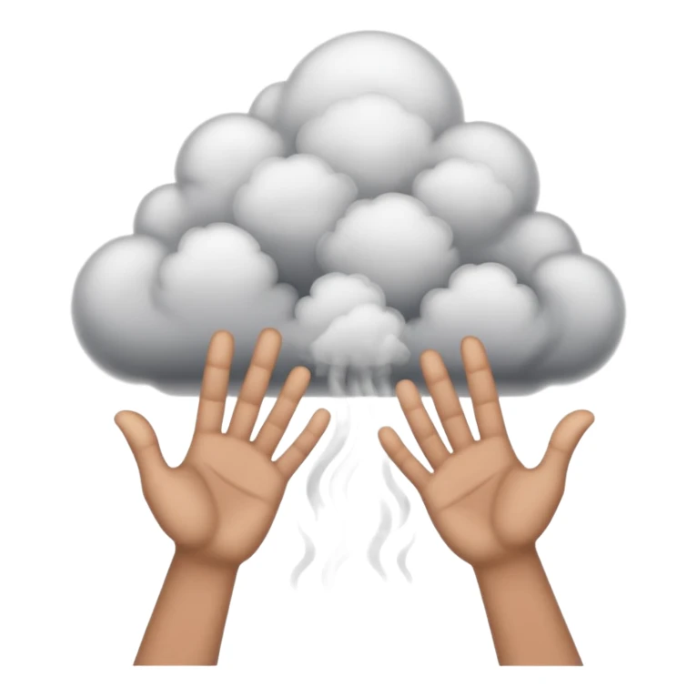 cartoon hands reaching out of a cloud of smoke sticker