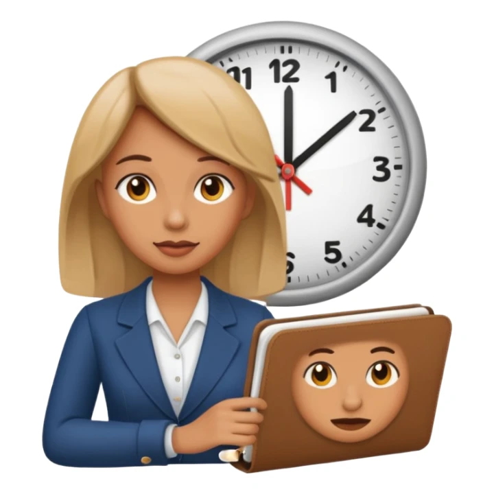 new emoji Be right back meeting time emoji female add clock and notebook sticker