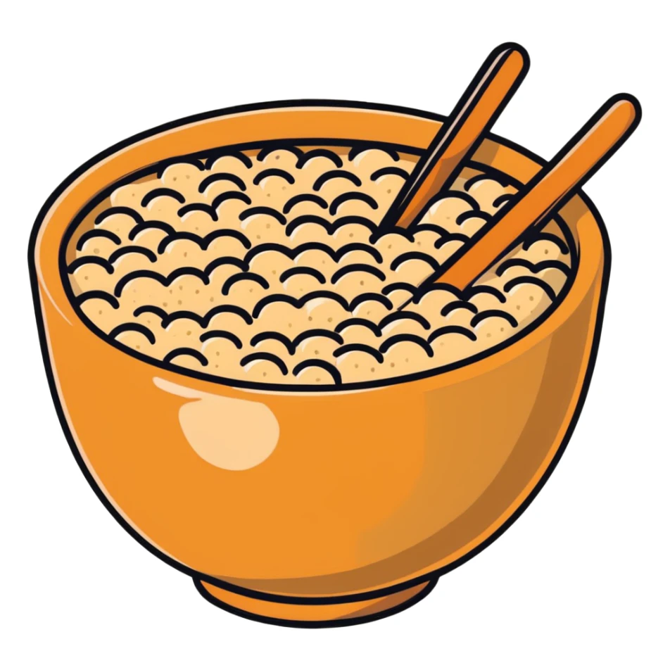 A small wooden bowl filled with tiny sesame seeds sticker