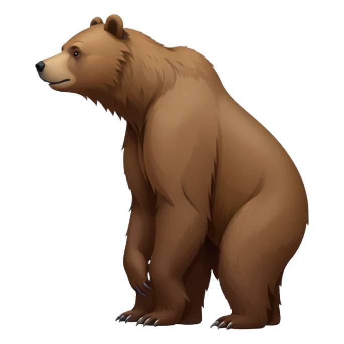Realistic grizzly bear on all four legs, minimalist style, natural pose, side view sticker