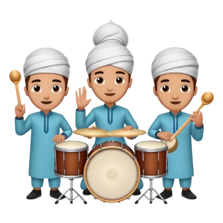 group of people playing drums and calling out 'sahur', festive Ramadan morning scene sticker