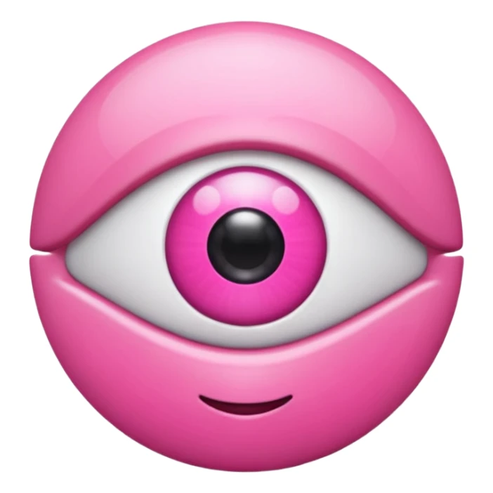 genera un emoji 3d en formato ios de un ojo con eyeliner rosa sticker