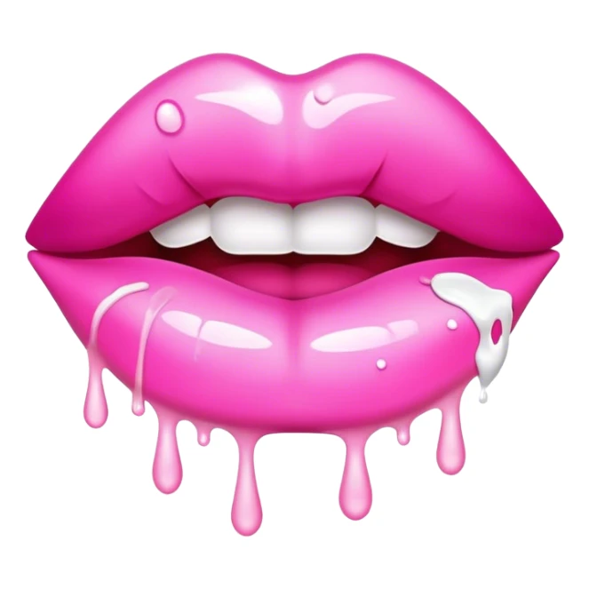 One pink glossy lip floating with white paint drops coming out sticker