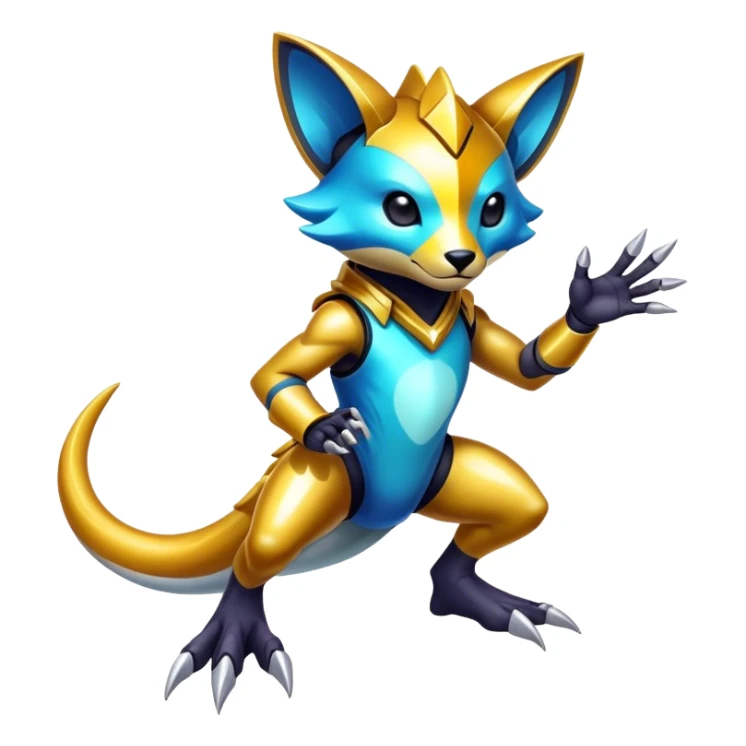 Shiny Epic Edgy Cool Colorful Vibrant Modern Vernid-Protogen-creature-animal, full body  sticker