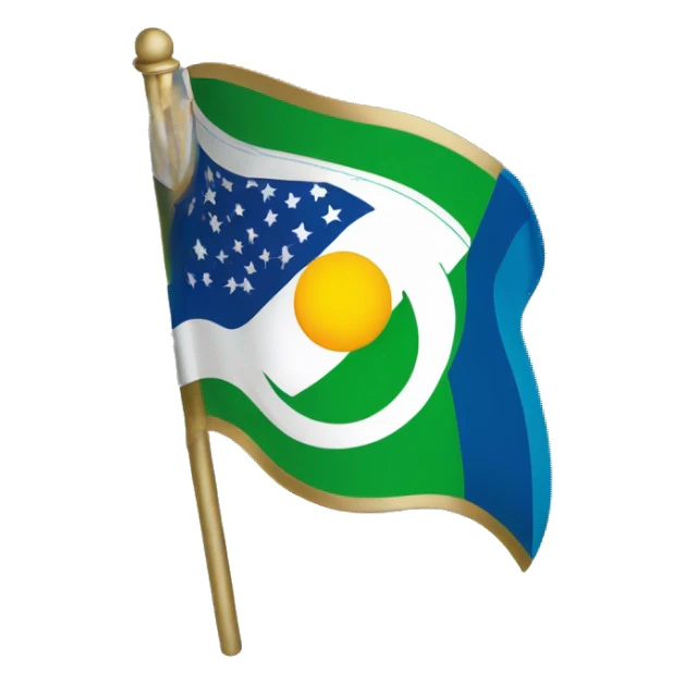 Flag with half being green and half beeing blue. And a white line with gold rims around. Green part has 3 moons and blue part hars ⚜️ sticker