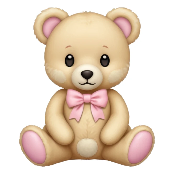 cream colored teddy bear with pastel pink bow sticker