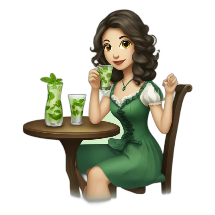 argentine girl in sherlock holmes dresses drinking mojito sticker