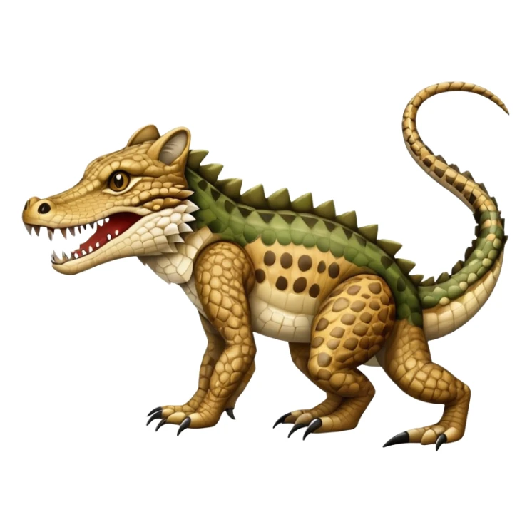 Crocodile-Bobcat-Fakémon-hybrid-creature with a long muzzle, full body sticker
