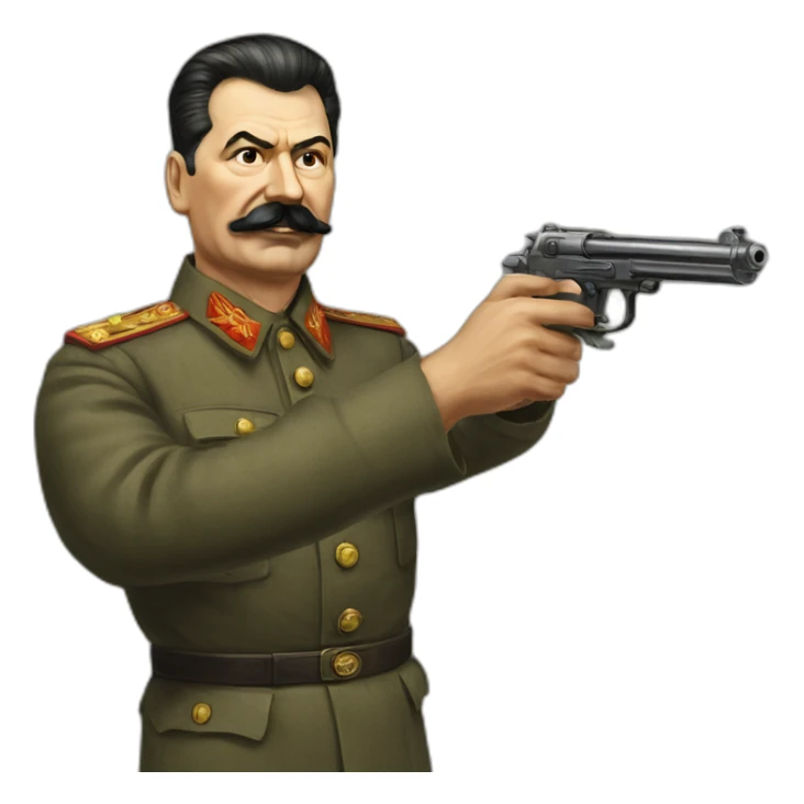 Stalin holds a gun in his hands sticker