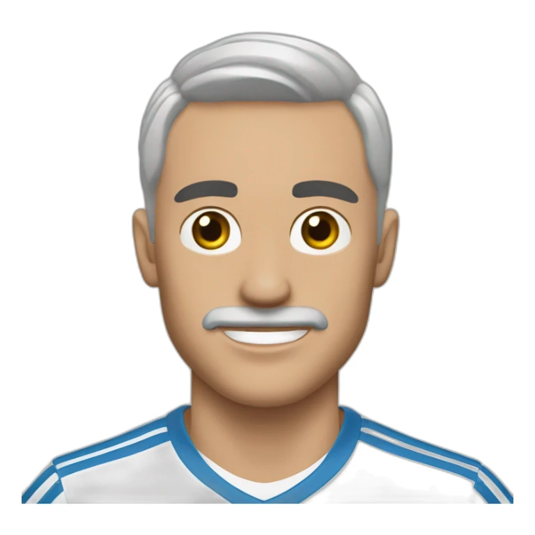 Hombre blanco sin cabello con perilla jugando fútbol con el real madrid sticker