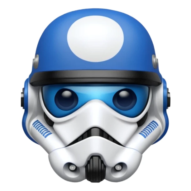 a blueberry wearing a black storm trooper helmet sticker