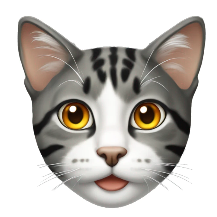 Black and white tabby cat with orange nose and green eyes sticker