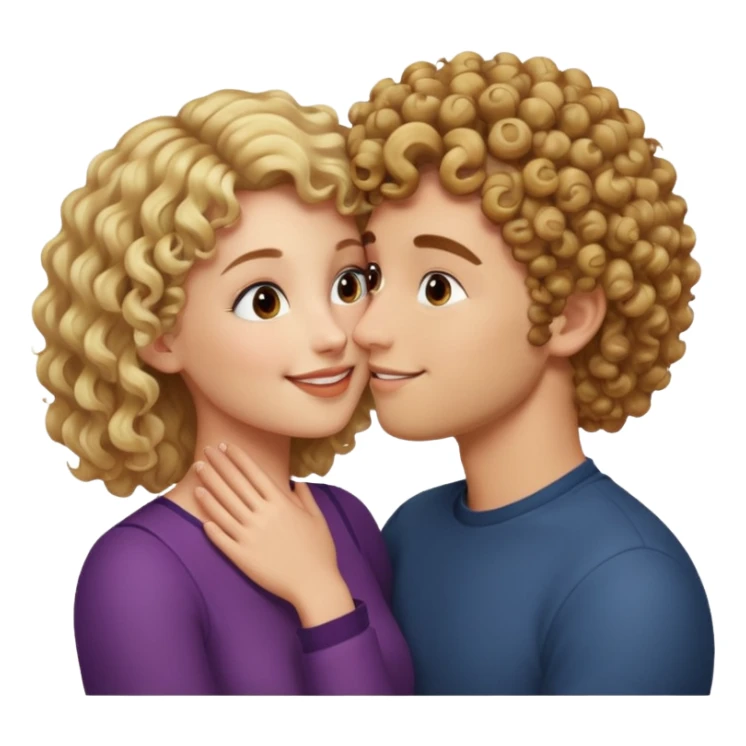 Blonde curly guy kissing on brown haired girl sticker