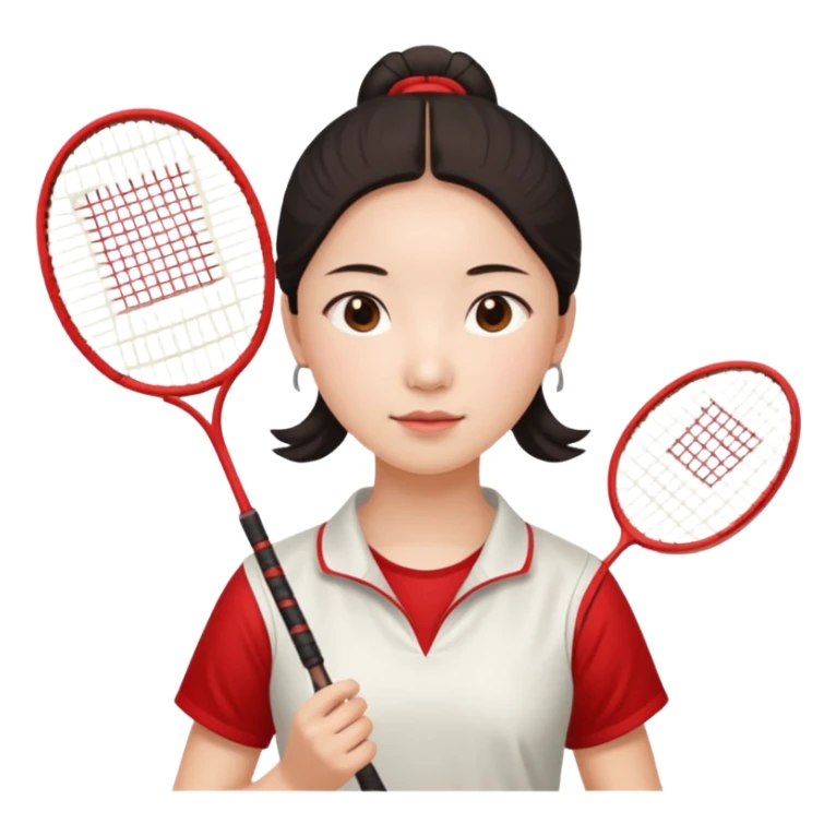 ancient gongsam girl with 1 badminton racket, red sticker