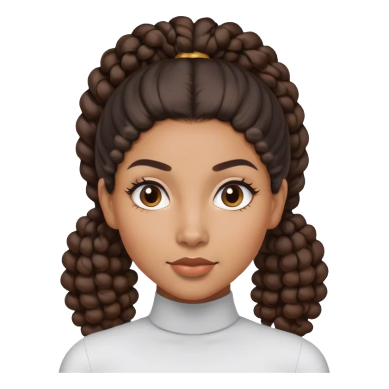 A mixed-race woman with a sleek, middle-parted, one ponytail, with her curls tucked behind. NO PIGTAILS sticker