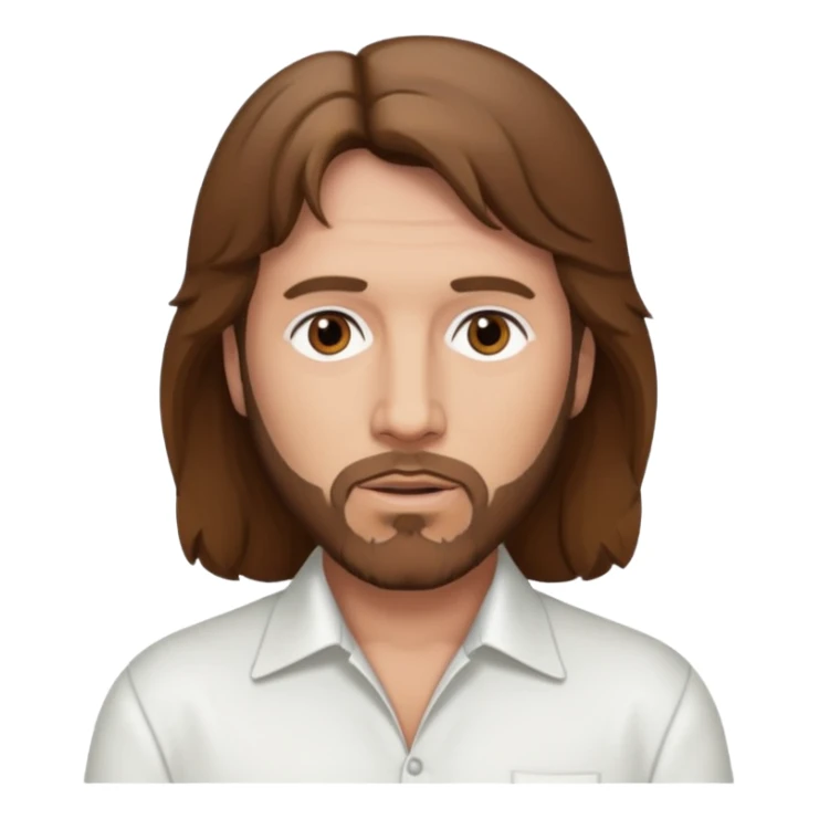 Barry Gibb brown eyes, brown hair, white outfit sticker