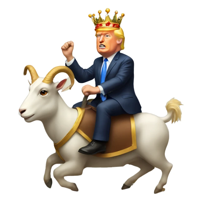 Trump riding a GOAT with crown sticker