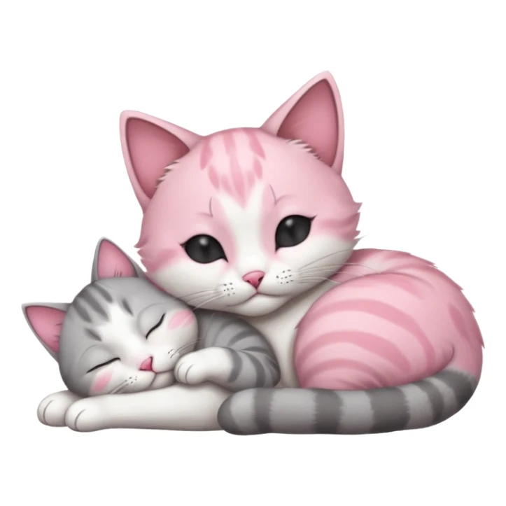 1 grey and white small cat with his eyes closed lying down leaning on his elbow with his paw curled under his head holding it up sticker