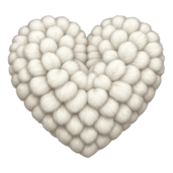 white fur heart, large clumps of wool sticker