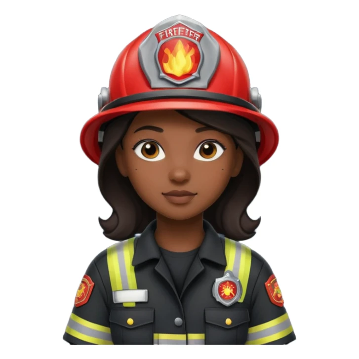 Firefighter girl with Black uniform sticker