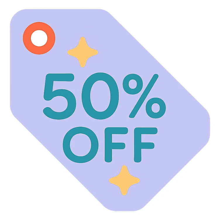 label with hand lettering 50% off with stars  sticker