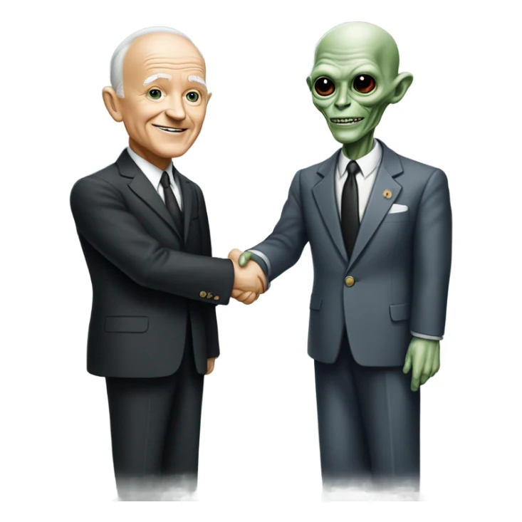 alien shakes hands with president Entsenhower

 sticker