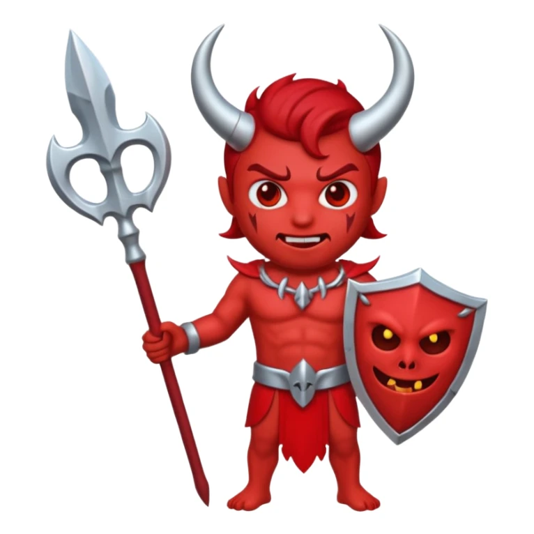 satan emoji holding a trident. make him red and scary sticker
