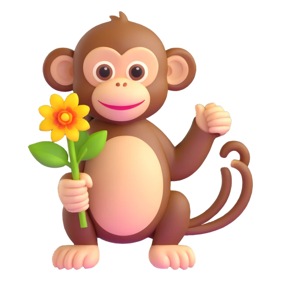 monkey holding a flower sticker