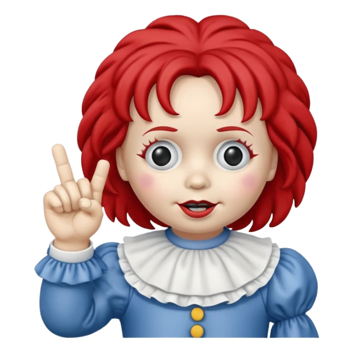 raggedy ann doll flipping off with middle finger creepy  sticker