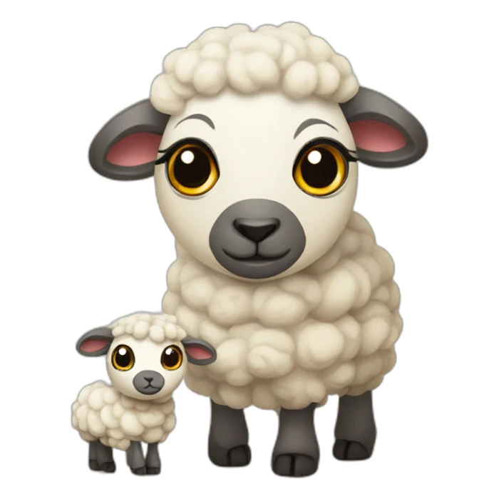 mummy sheep and baby sheep sticker