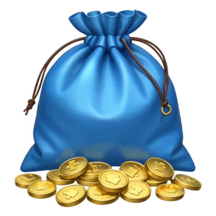 bag of blue coins sticker