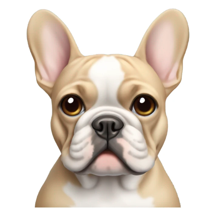 A blue and tan French bulldog with an iPad sticker