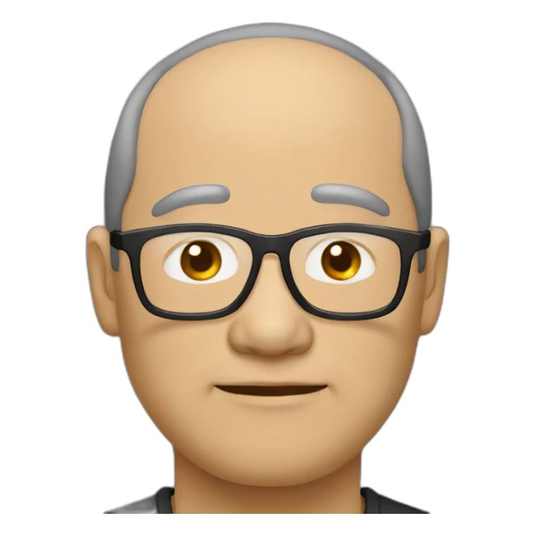 fifty year old small-flat-head-Chinese-man with eyeglasses wearing black-hoodle sticker