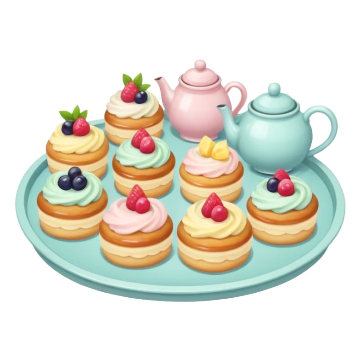 tea party pastries tray pastel colors sticker