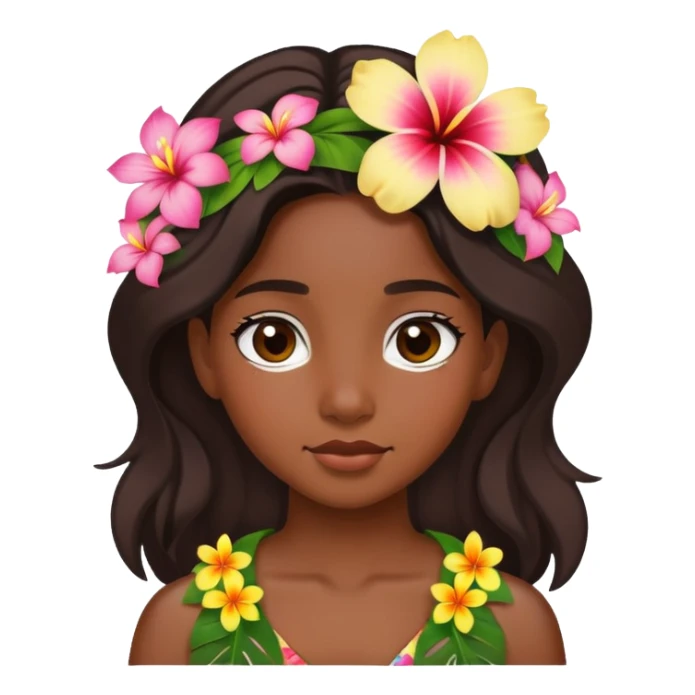 Hawaiian girl with flower in ear sticker