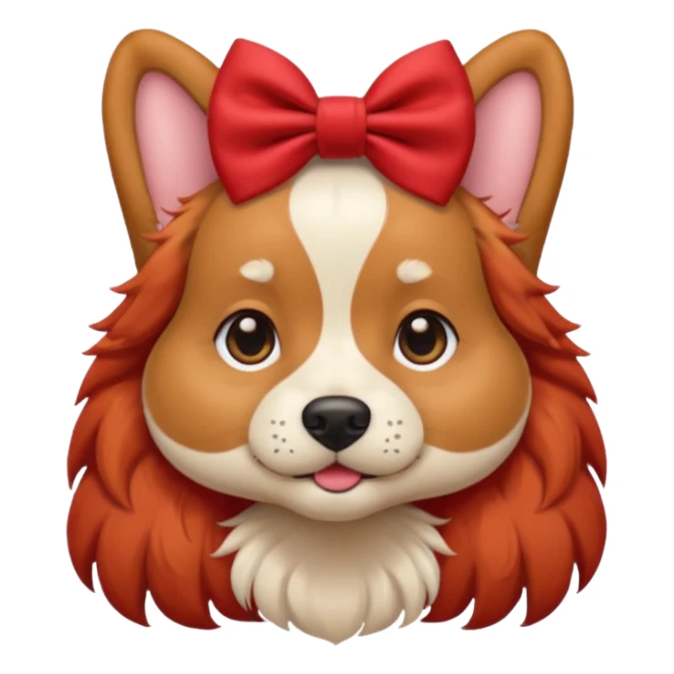 very red haired dog with a bow on hair sticker