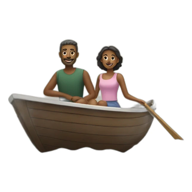 Man and women on a boat sticker