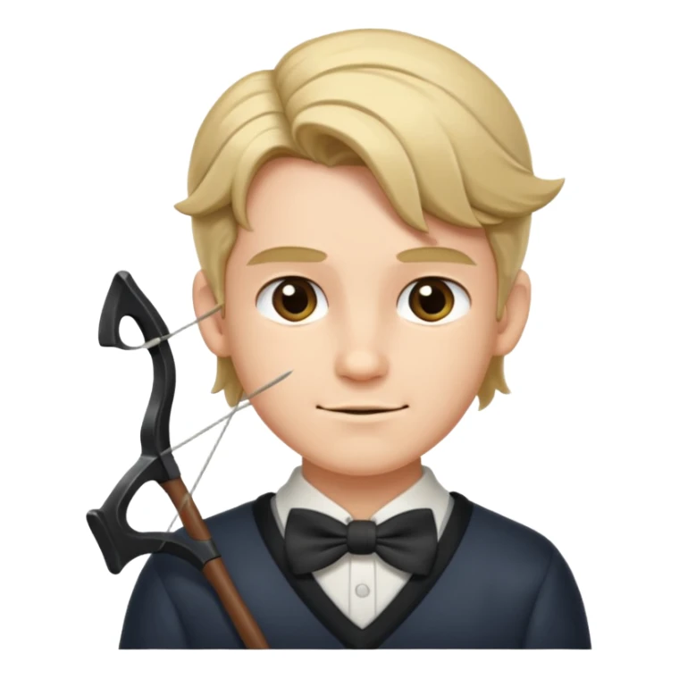 Emoji with bow tucking hair behind his ear with smirk sticker