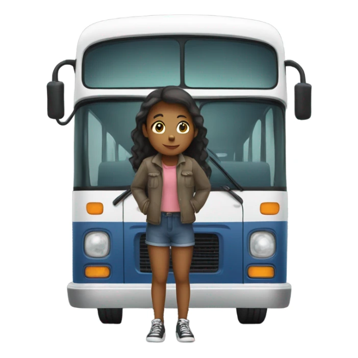 Girl with bus in top of her sticker