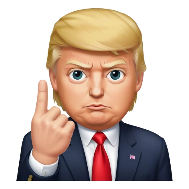 Donald  Trump shows one finger sticker