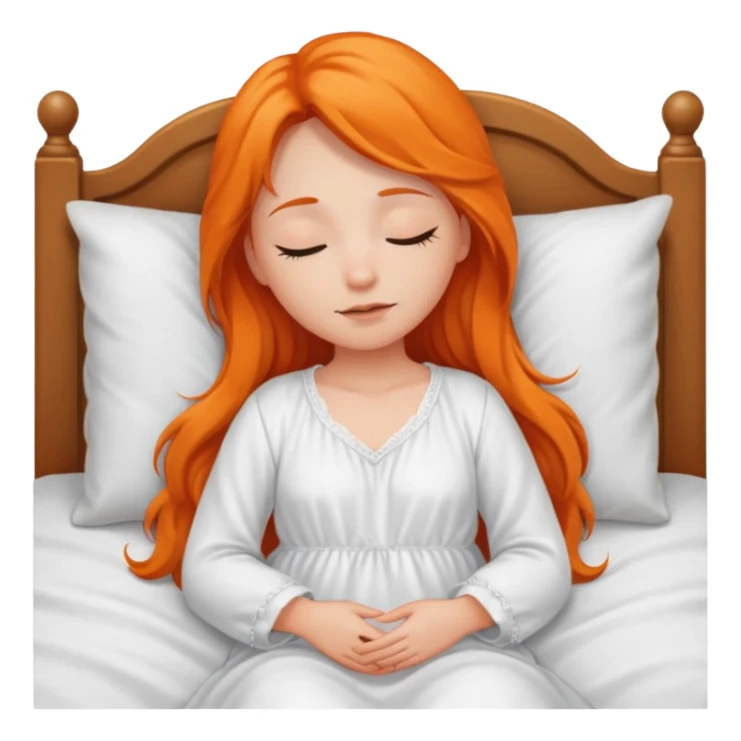 Orange long hair girl sleeping in bed alone sticker