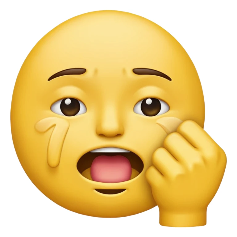crying emoji covering mouth with fist upside right sticker