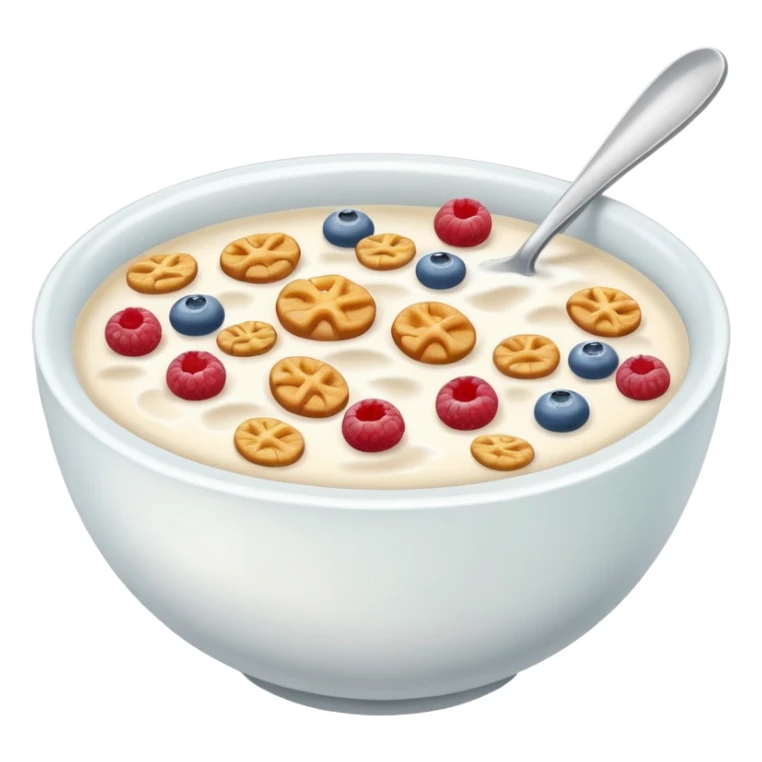 a bowl of cereal with milk with no spoon sticker