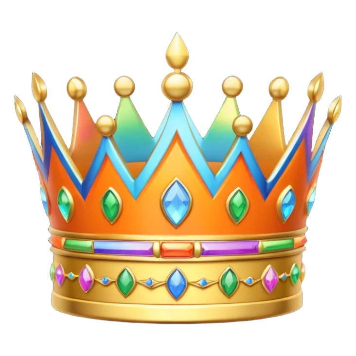 3d crown orange in color with rainbow inlay sticker