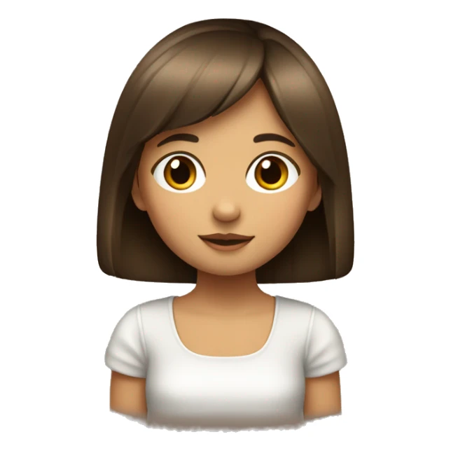 Niña con flequillo y pelo largo y marron sticker