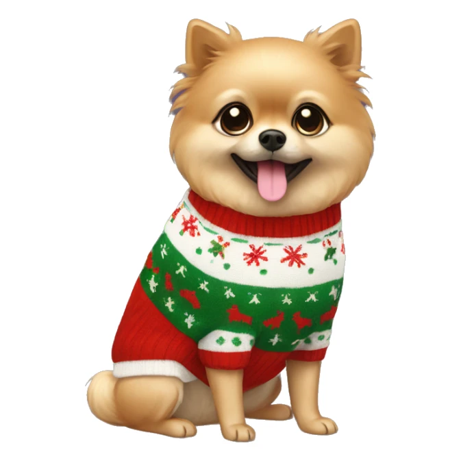 Pomeranien wearing christmas Sweater  sticker