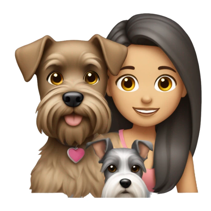 brunette tan girl with schnauzer dog sticker
