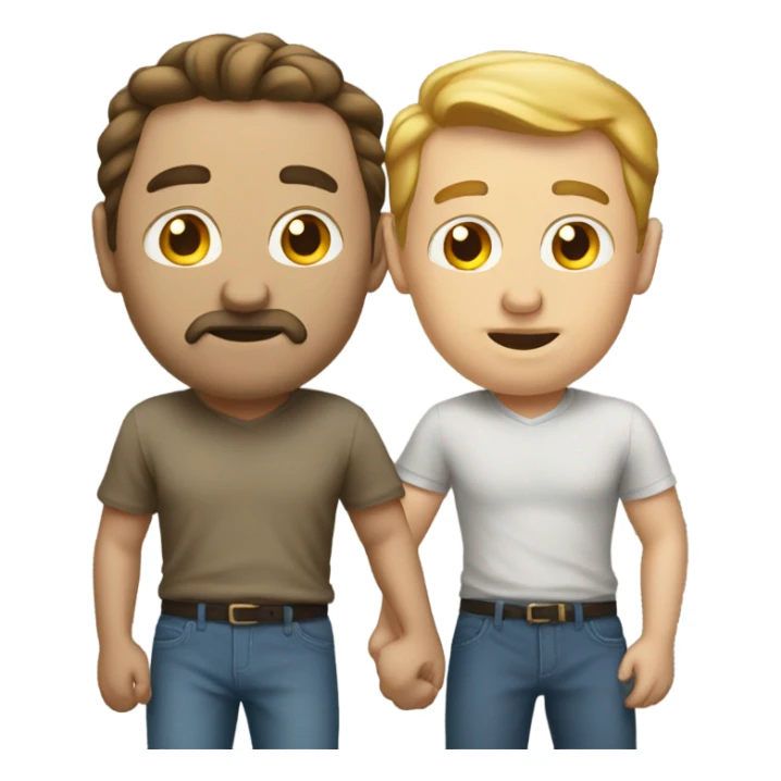 white Men in pants wear kissing sticker