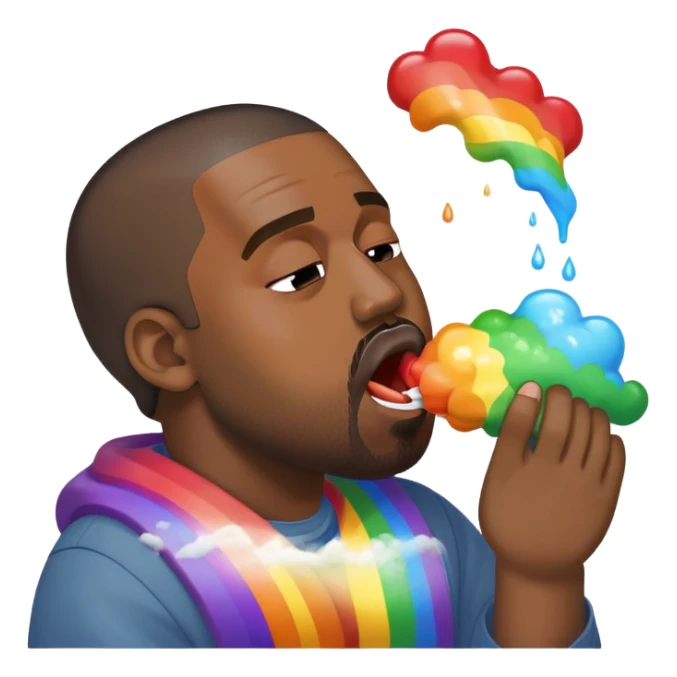 Kanye vomiting a rainbow out of his mouth sticker